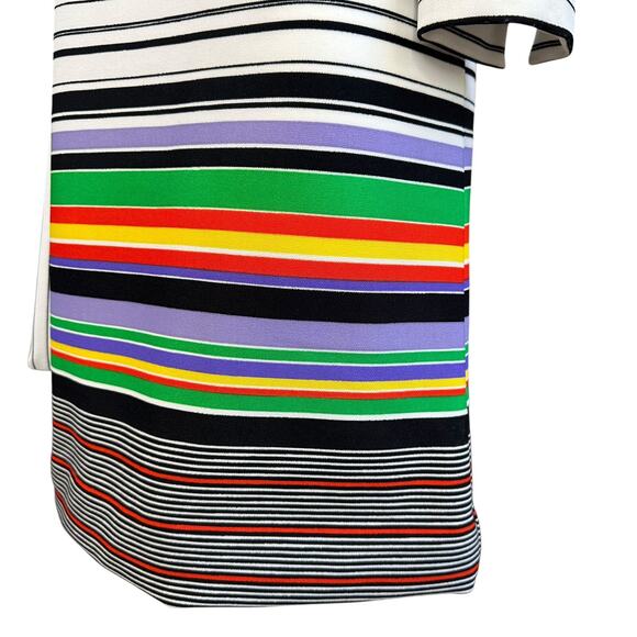 Vintage Jennifer Gee Dress 1970s Big Collar Striped Long Sleeve Belted Mod 8 - Picture 5 of 10